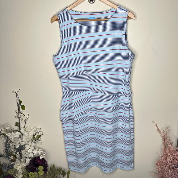 J. MCLAUGHLIN Nicola Dress Layered Blue Stripe Catalina Cloth Sz XL {3X5} - Picture 2 of 5
